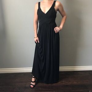 BCBG Low Back Evening Gown with Woven Bodice